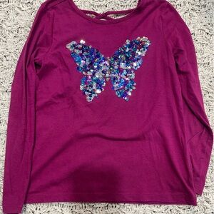 Place Fuchsia Long Sleeve with Sequin Butterfly